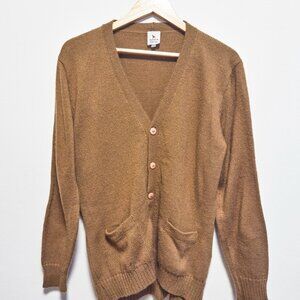 Beige wool cardigan women alpaca size M